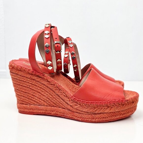Kate Spade Frenchy Espadrille Wedge Sandals Orange - 8.5 - Picture 2 of 13